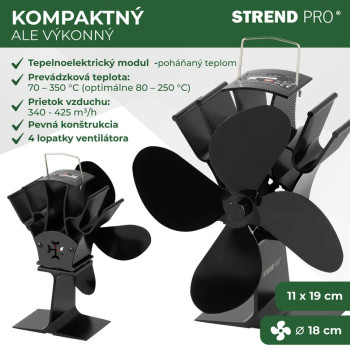 Strend Pro ventilators, kamīns, stāvošs, apsildāms, 4 asmeņu, melns Strend Pro ventilators, kamīns, stāvošs, apsildāms, 4 asmeņu, melns