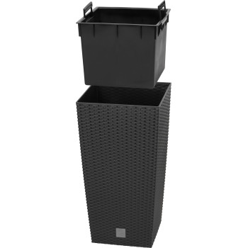 Rotan flover pot square L - 325mm W -325mm H -610mm, 21/49lit. Rato square, black