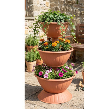 Puķu pods Strend Pro PYRAMID, 3-līmeņu, 82 cm, terracotta Puķu pods Strend Pro PYRAMID, 3-līmeņu, 82 cm, terracotta