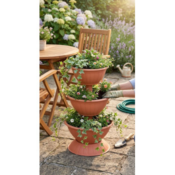 Puķu pods Strend Pro PYRAMID, trīsstāvu, 86 cm, terakota Puķu pods Strend Pro PYRAMID, trīsstāvu, 86 cm, terakota