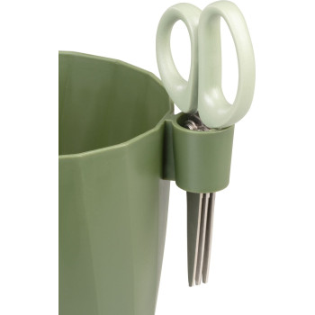 Горшок для цветов Strend Pro, с ножницами, цвет зеленый, 15,5x12,5x16 см Горшок для цветов Strend Pro, с ножницами, цвет зеленый, 15,5x12,5x16 см