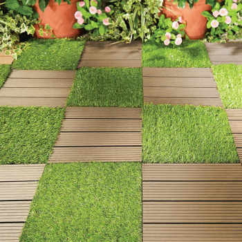 Набор террасных досок с эффектом дерева из ДПК, террасная доска, ПП, 31х31х2, пластик, коричневый и серый цвет, бал. 9шт