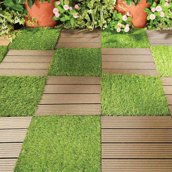 WPC koka efekta terases dēļu komplekts, PP terases dēlis, 31x31x2, plastmasa, brūna un pelēka, bumba. 9gab