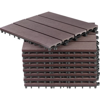Набор террасных досок с эффектом дерева из ДПК, террасная доска, ПП, 31х31х2, пластик, коричневый и серый цвет, бал. 9шт