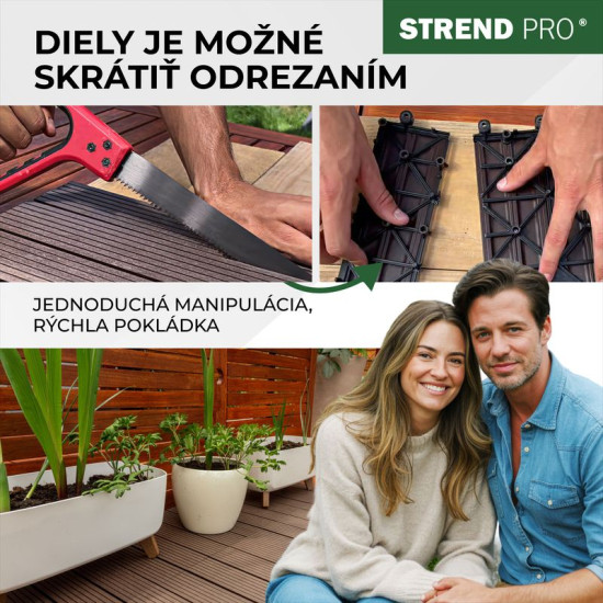 WPC koka efekta terases dēļu komplekts, PP terases dēlis, 31x31x2, plastmasa, brūna un pelēka, bumba. 9gab