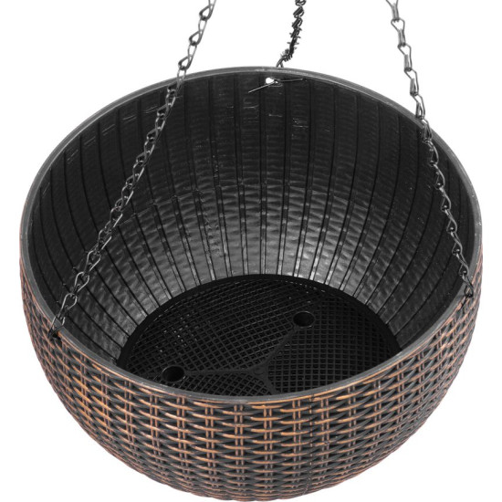 Strend Pro Modern flower pot, hanging, hanging, gold, 26x16 cm, with chain and hanger
