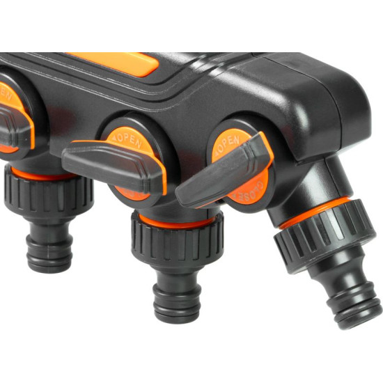 Strend Pro dārza sadalītājs, sakabe, dārzs, 4-ceļu, ar vārstiem