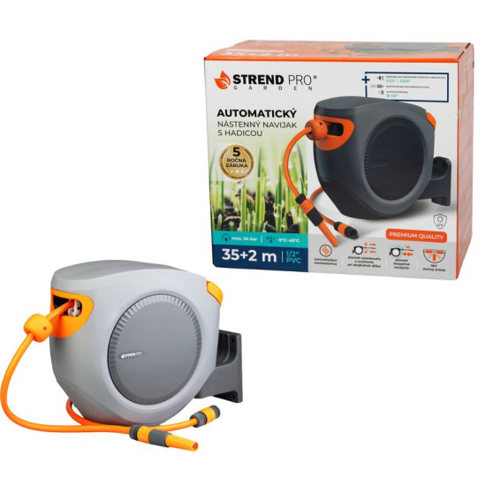 Rewinder Strend Pro Premium, wall mounted, automatic 1/2", with garden hose L-35+2 m