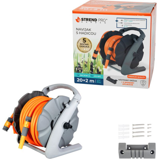 Rewinder Strend Pro Premium, wall mounted 1/2", with garden hose L-20+2 m