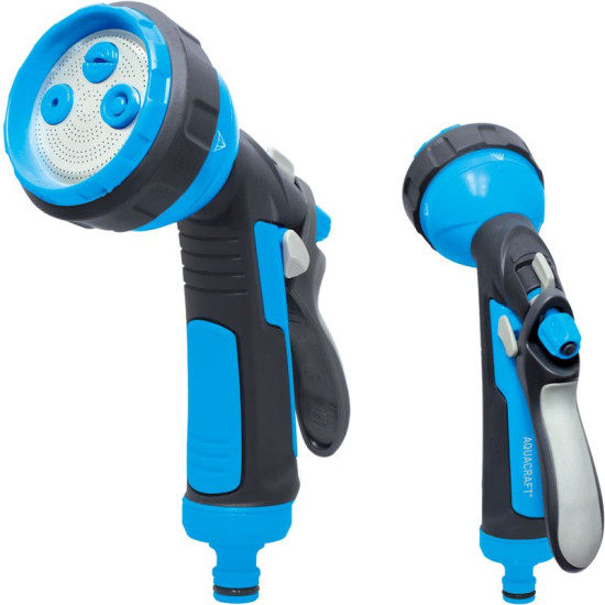 Spray gun 4patterns AQUACRAFT, adjustable, soft rubber, plastic adaptor