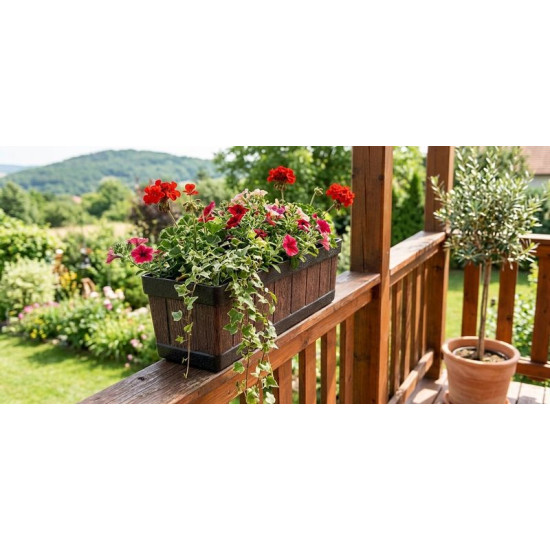 Горшок для цветов  Strend Pro Woodeff, 15x47x17 см, тик, эффект дерева