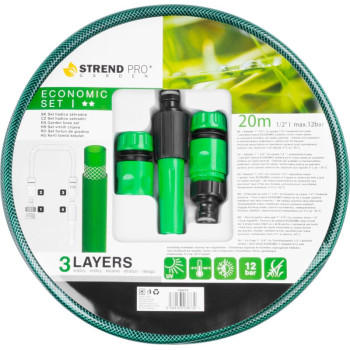 Шланг Strend Pro Economic Set 1/2", L-20 M, переходник, насадка, муфты Шланг Strend Pro Economic Set 1/2", L-20 M, переходник, насадка, муфты