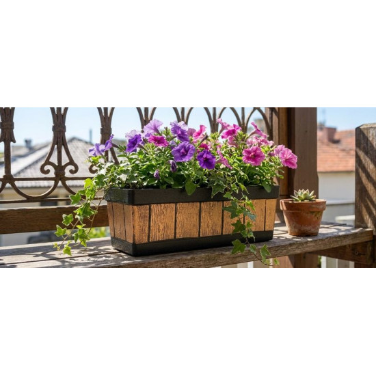 Puķu pods Strend Pro, Woodeff, 15x47x17 cm, zelts, koka efekts