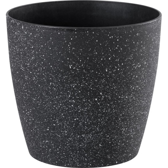 Strend Pro Stone flower pot, 28x26 cm, black, stone effect