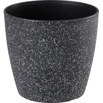 Strend Pro Stone flower pot, 23x20.5 cm, black, stone effect