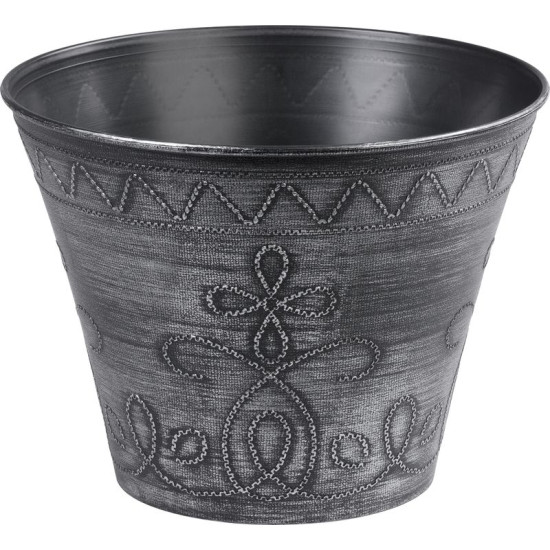 Strend Pro Flower flower pot, 24.5x19.3 cm, silver, metallic effect