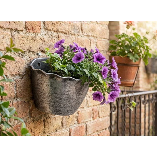 Strend Pro Wave planter, 26x18 cm, silver, metallic effect, hanging