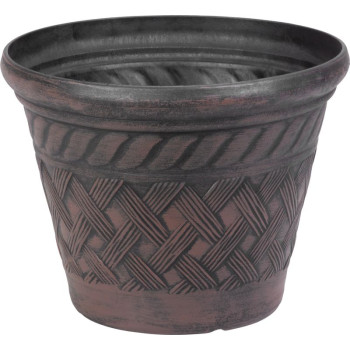 Strend Pro planter, 29x23 cm, dark brown, rattan pattern