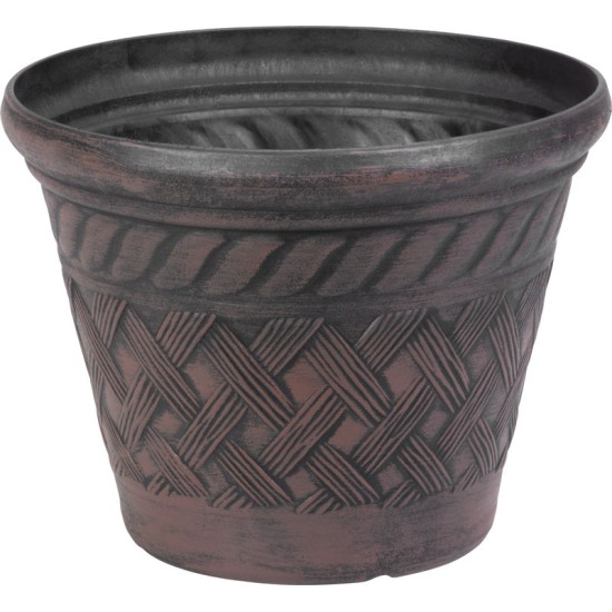 Strend Pro planter, 29x23 cm, dark brown, rattan pattern