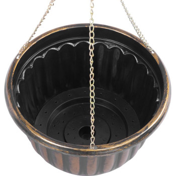 Strend Pro flower pot, hanging, hanging, gold, 24.5x15 cm, with chain and hanger