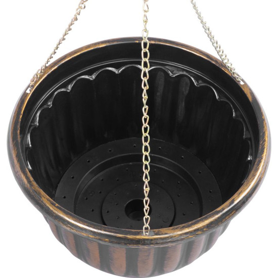 Strend Pro flower pot, hanging, hanging, gold, 24.5x15 cm, with chain and hanger