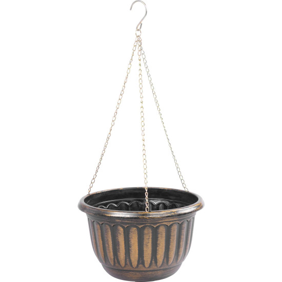 Strend Pro flower pot, hanging, hanging, gold, 24.5x15 cm, with chain and hanger