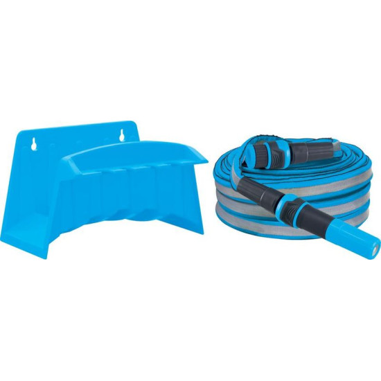 Hose AQUACRAFT® 870101, textile, flat, set with nozzle and holder, L-10 m