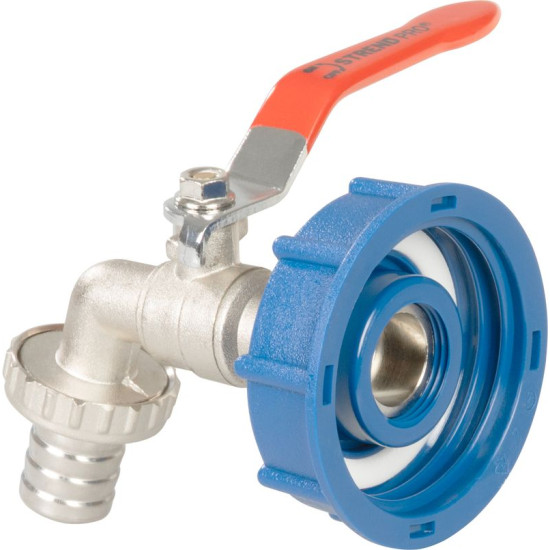 Strend Pro Kit, кран 3/4" + пластиковый редуктор 60 мм + 1" носик, для бака IBC, оцинкованный Strend Pro Kit, кран 3/4" + пластиковый редуктор 60 мм + 1" носик, для бака IBC, оцинкованный