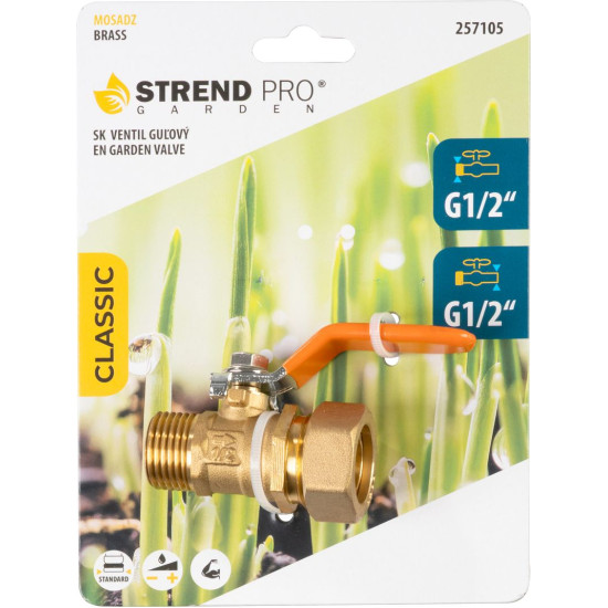 Regulēšanas savienotājs Strend Pro Garden, misiņa vārsts, G1/2" Regulēšanas savienotājs Strend Pro Garden, misiņa vārsts, G1/2"