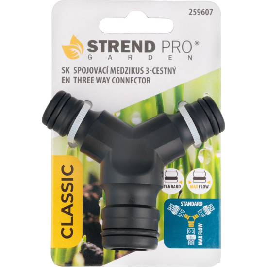 Connector Strend Pro Garden, 3-way, MAX FLOW, reduction to 2x STANDARD Connector Strend Pro Garden, 3-way, MAX FLOW, reduction to 2x STANDARD