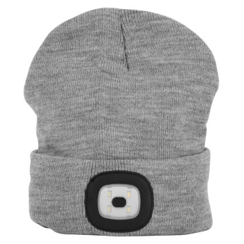 LED cepure, pelēks, 4x SMD LED, USB uzlāde