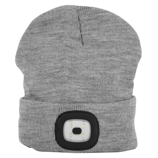 LED cepure, pelēks, 4x SMD LED, USB uzlāde