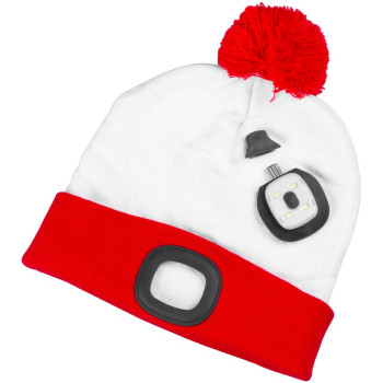 Beanie Strend Pro X-mas white-red L, 4x SMD LED, USB charging