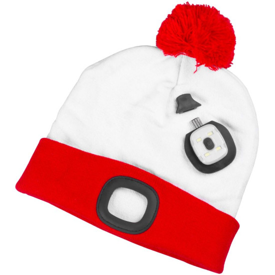 Beanie Strend Pro X-mas white-red L, 4x SMD LED, USB charging