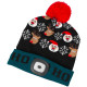 Шапка Beanie Strend Pro X-mas Ho-Ho, зелено-черная L, 4x SMD LED, зарядка через USB