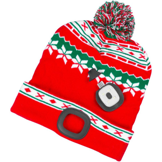 Beanie Strend Pro X-mas sarkanzaļš L, 4x SMD LED, USB uzlāde