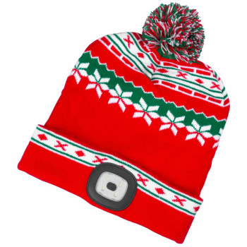 Beanie Strend Pro X-mas sarkanzaļš L, 4x SMD LED, USB uzlāde