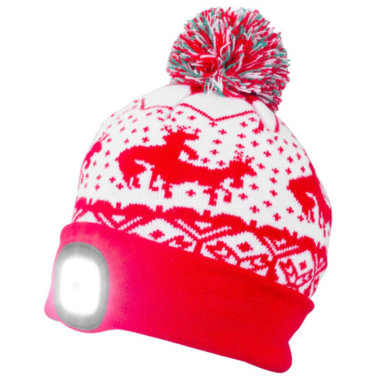 Шапочка Strend Pro X-mas kid красная М, 4x SMD LED, зарядка USB, детская