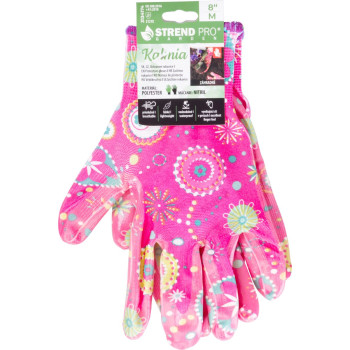 Strend Pro Kalmia cimdi, nitrila, rozā, izmērs 08/M, dārzs