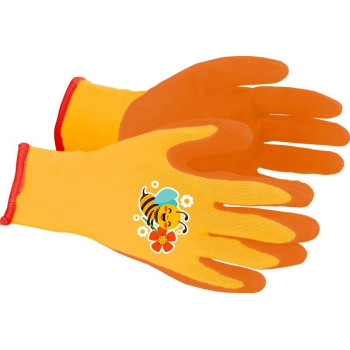 Strend Pro gloves, children's, girl's, with bee, orange, garden, with blister, size 3