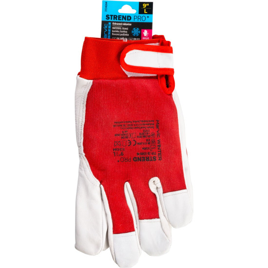 Strend Pro Marvic Winter gloves, winter, protective, insulated, textile/leather, size 9/L
