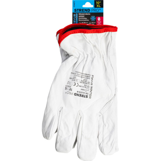 Strend Pro Flavus Winter gloves, winter, protective, insulated, full leather, size 10/XL