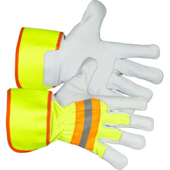 Strend Pro Janus Перчатки High Vision, текстиль/кожа со светоотражающими элементами, размер 09/L, блистер