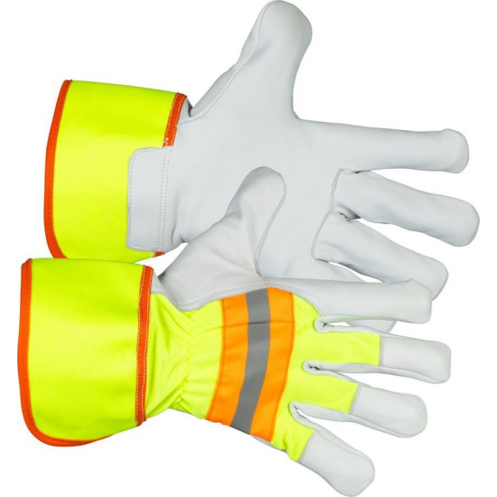 Strend Pro Janus Перчатки High Vision, текстиль/кожа со светоотражающими элементами, размер 09/L, блистер