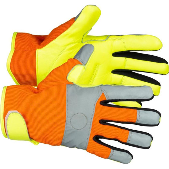 Strend Pro Caveron Перчатки High Vision, текстиль/кожа со светоотражающими элементами, размер 11/XXL, блистер