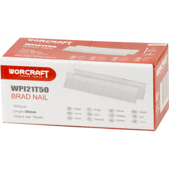Worcraft CNS-S20LiH skavotāju naglas, 50 mm, T tips, iepakojums. 5000 gab