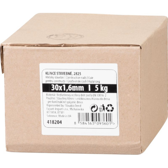 Naglas 2825 30x1,60 mm,  1 kg, iepak. 5 kg