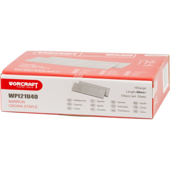 Зажимы для скоб Worcraft CNS-S20LiH, 40 мм, скобки типа U, упаковка. 5000 шт