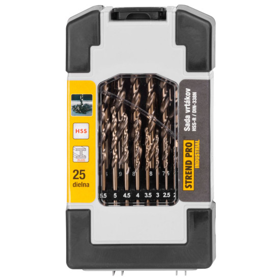 Metāla urbju komplekts 25gab 1-13mm Strend Pro, HSS, DIN338