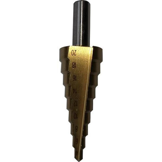 Urbis pakāpjveida Strend Pro SD41, 04-20 mm, TiN, HSS, metālam Urbis pakāpjveida Strend Pro SD41, 04-20 mm, TiN, HSS, metālam